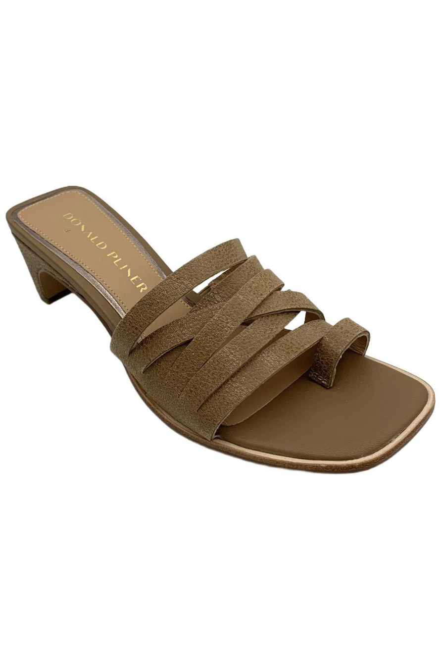 Donald Pliner Women's Dayvi Tumble Shine Heel Sandals Tobacco - Medium
